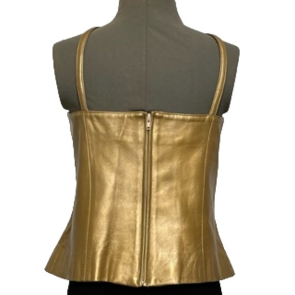 MARGARET GODFREY Gold Soft Leather Fully Lined Camisole NWT - Picture 3 of 16